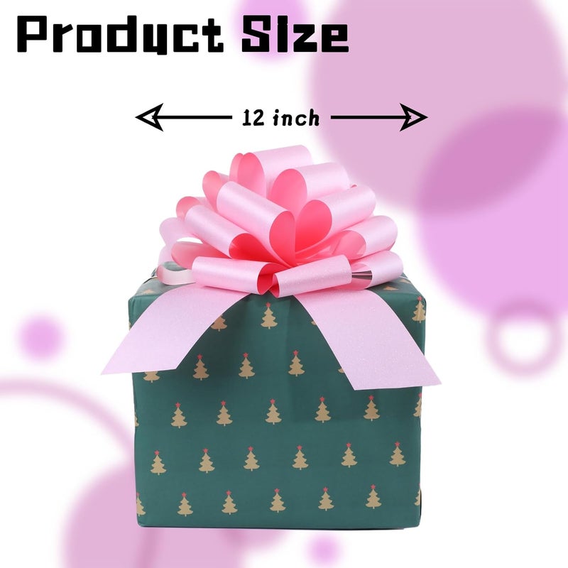 HCHENBOW 12" Large Pink Gift Bow,2pcs Big Bows for Gift Wrapping, Christmas Party Birthday Gift Wedding Ribbon Bows for Bikes, Boxes or Flower Decorations, Valentine's Day Gift Decorations (Pink) - Image 5